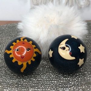 Vtg Face Moon Sun Stars Chinese Baoding Balls Set